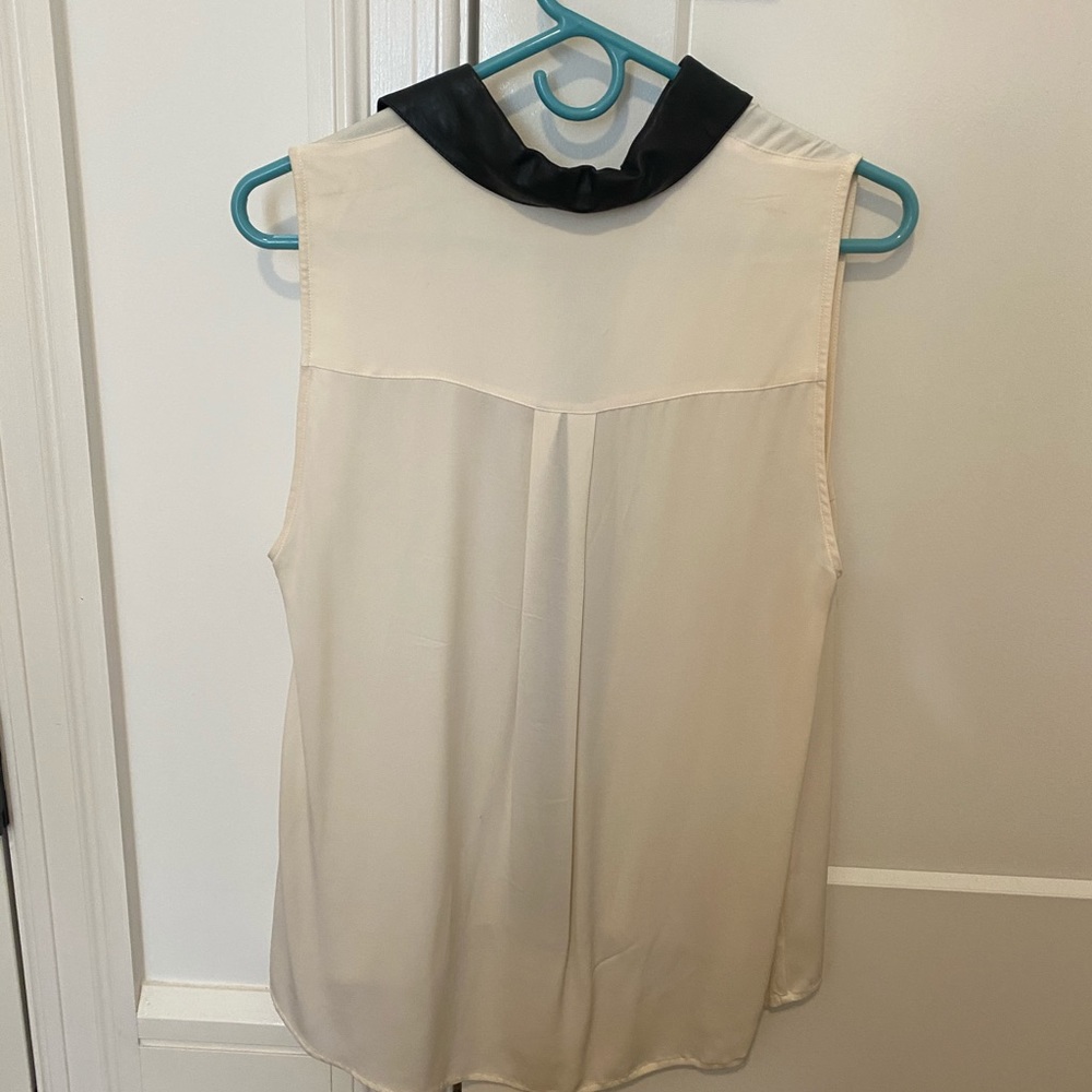 Alice + Olivia Silk/Leather Button-Up Blouse - M - Picture 4 of 4